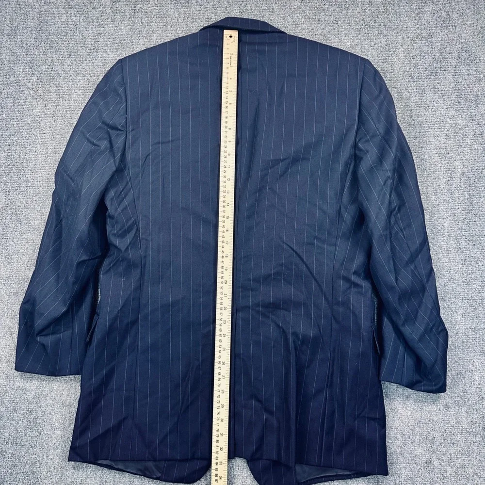 Hickey Freeman Nordstrom 42L Blue Pinstripe Loro Piana Super 120s Blazer Jacket